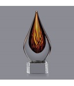 Fire Drop Art Glass w/ Clear or Black base