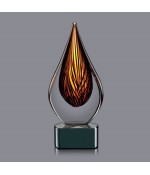 Fire Drop Art Glass w/ Clear or Black base