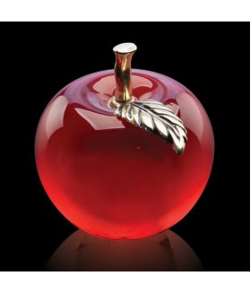 Apple Paperweight (Red w/ Brass Leaf)