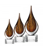 Fire Drop Art Glass w/ Clear or Black base