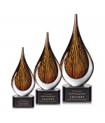 Fire Drop Art Glass w/ Clear or Black base