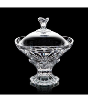 Cut Crystal Footed Candy Bowl w/ Lid