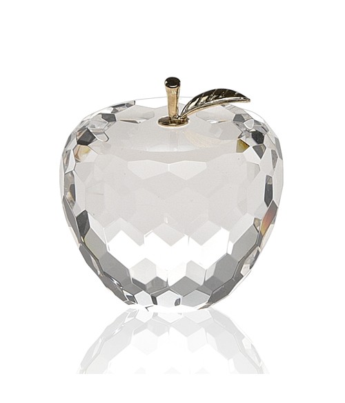 US 40mm Wholesales 3D Crystal Paperweight Facet Apple Figurine Glass Decor Gifts 