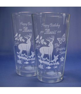 Happy Birthday Illinois - Pint Glass Set 