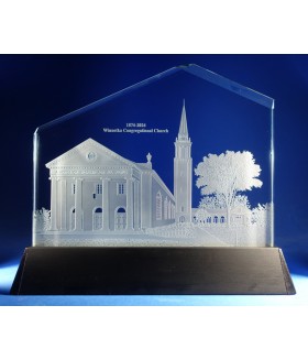 Winnetka Congregational Church Hand Engraved 12" Peak w/ Luminary Base