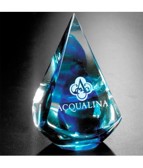 Blue Quatro Pyramid Art Glass