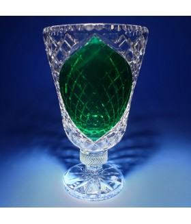 Emerald Cut Crystal Footed Trophy Vase