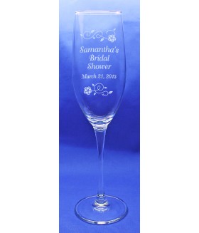 Personalized Toasting Flute w/ Flowers Personalized Toasting Flute w/ Flowers