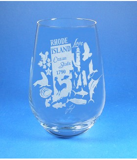 Rhode Island Stemless Wine Glass