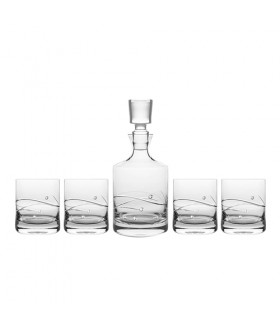 Sparkle Whiskey Decanter and Tumbler Glasses w/ Swarovski Diamonds - Set of 5