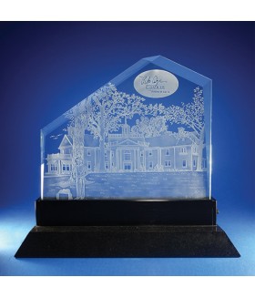 Clubhouse Building Engraving on Custom Luminary Granite Base