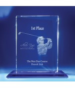 Custom Sub-Surface Laser Engraved Golf Trophy on Vision Rectangle w/ Glass Base
