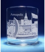Annapolis, Maryland Skyline on Barware  -  Stemless Wine, Red Wine, DOF, Beer Mug
