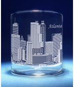 Atlanta, Georgia Skyline on Barware  -  Stemless Wine, Red Wine, DOF, Beer Mug
