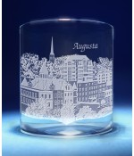 Augusta, Maine Skyline on Barware  -  Stemless Wine, Red Wine, DOF, Beer Mug