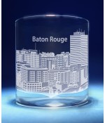 Baton Rouge, Louisiana Skyline on Barware  -  Stemless Wine, Red Wine, DOF, Beer Mug