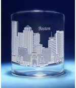 Boston, Massachusetts Skyline on Barware  -  Stemless Wine, Red Wine, DOF, Beer Mug