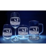 Cheyenne, Wyoming Skyline on Barware  -  Stemless Wine, Red Wine, DOF, Beer Mug