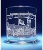 Cheyenne, Wyoming Skyline on Barware  -  Stemless Wine, Red Wine, DOF, Beer Mug