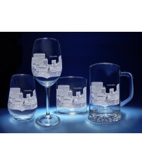 Columbia, South Carolina Skyline on Barware  -  Stemless Wine, Red Wine, DOF, Beer Mug