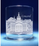Concord, New Hampshire Skyline on Barware  -  Stemless Wine, Red Wine, DOF, Beer Mug