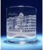Dublin, Ireland Skyline on Barware  -  Stemless Wine, Red Wine, DOF, Beer Mug