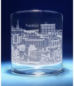 Frankfort, Kentucky Skyline on Barware  -  Stemless Wine, Red Wine, DOF, Beer Mug
