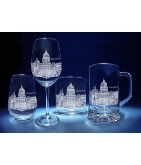 Harrisburg, Pennsylvania Skyline on Barware  -  Stemless Wine, Red Wine, DOF, Beer Mug