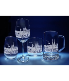 Helena, Montana Skyline on Barware  -  Stemless Wine, Red Wine, DOF, Beer Mug