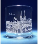 Helena, Montana Skyline on Barware  -  Stemless Wine, Red Wine, DOF, Beer Mug