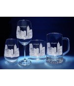 Indianapolis, Indiana Skyline on Barware  -  Stemless Wine, Red Wine, DOF, Beer Mug