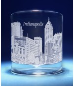 Indianapolis, Indiana Skyline on Barware  -  Stemless Wine, Red Wine, DOF, Beer Mug