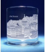 Jackson, Mississippi Skyline on Barware  -  Stemless Wine, Red Wine, DOF, Beer Mug
