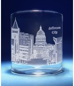 Jefferson City, Missouri Skyline on Barware  -  Stemless Wine, Red Wine, DOF, Beer Mug