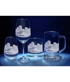 Montgomery, Alabama Skyline on Barware  -  Stemless Wine, Red Wine, DOF, Beer Mug