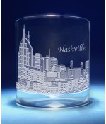 Nashville, Tennessee Skyline on Barware  -  Stemless Wine, Red Wine, DOF, Beer Mug