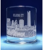 Oklahoma City, Oklahoma Skyline on Barware  -  Stemless Wine, Red Wine, DOF, Beer Mug
