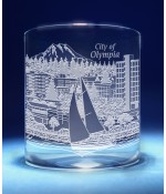 Olympia, Washington Skyline on Barware  -  Stemless Wine, Red Wine, DOF, Beer Mug