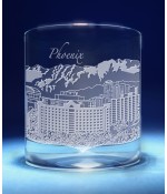 Phoenix, Arizona Skyline on Barware  -  Stemless Wine, Red Wine, DOF, Beer Mug