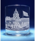 Pierre, South Dakota Skyline on Barware  -  Stemless Wine, Red Wine, DOF, Beer Mug