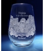 Richmond, Virginia Skyline on Barware  -  Stemless Wine, Red Wine, DOF, Beer Mug