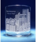 Sacramento, California Skyline on Barware  -  Stemless Wine, Red Wine, DOF, Beer Mug