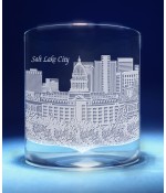 Salt Lake City, Utah Skyline on Barware  -  Stemless Wine, Red Wine, DOF, Beer Mug