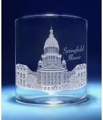Springfield, Illinois Skyline on Barware  -  Stemless Wine, Red Wine, DOF, Beer Mug