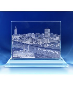 Baton Rouge, Louisiana Skyline on Rectangle Award  -  Hand-Engraved on Horizontal 1/2"