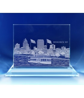 Bismarck, North Dakota Skyline on Rectangle Award  -  Hand-Engraved on Horizontal 1/2"