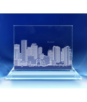Boston, Massachusetts Skyline on Rectangle Award  -  Hand-Engraved on Horizontal 1/2"