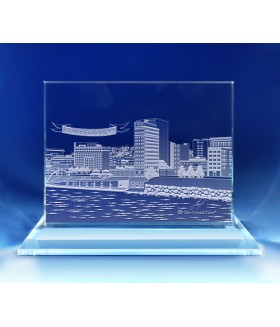 Charleston, West Virginia Skyline on Rectangle Award  -  Hand-Engraved on Horizontal 1/2"