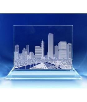 Chicago Skyline (Millennium Park View) on Rectangle Award  -  Hand-Engraved on Horizontal 1/2"