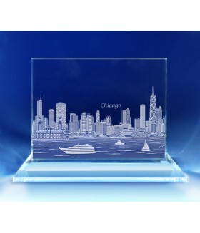 Chicago Skyline on Rectangle Award  -  Hand-Engraved on Horizontal 1/2"